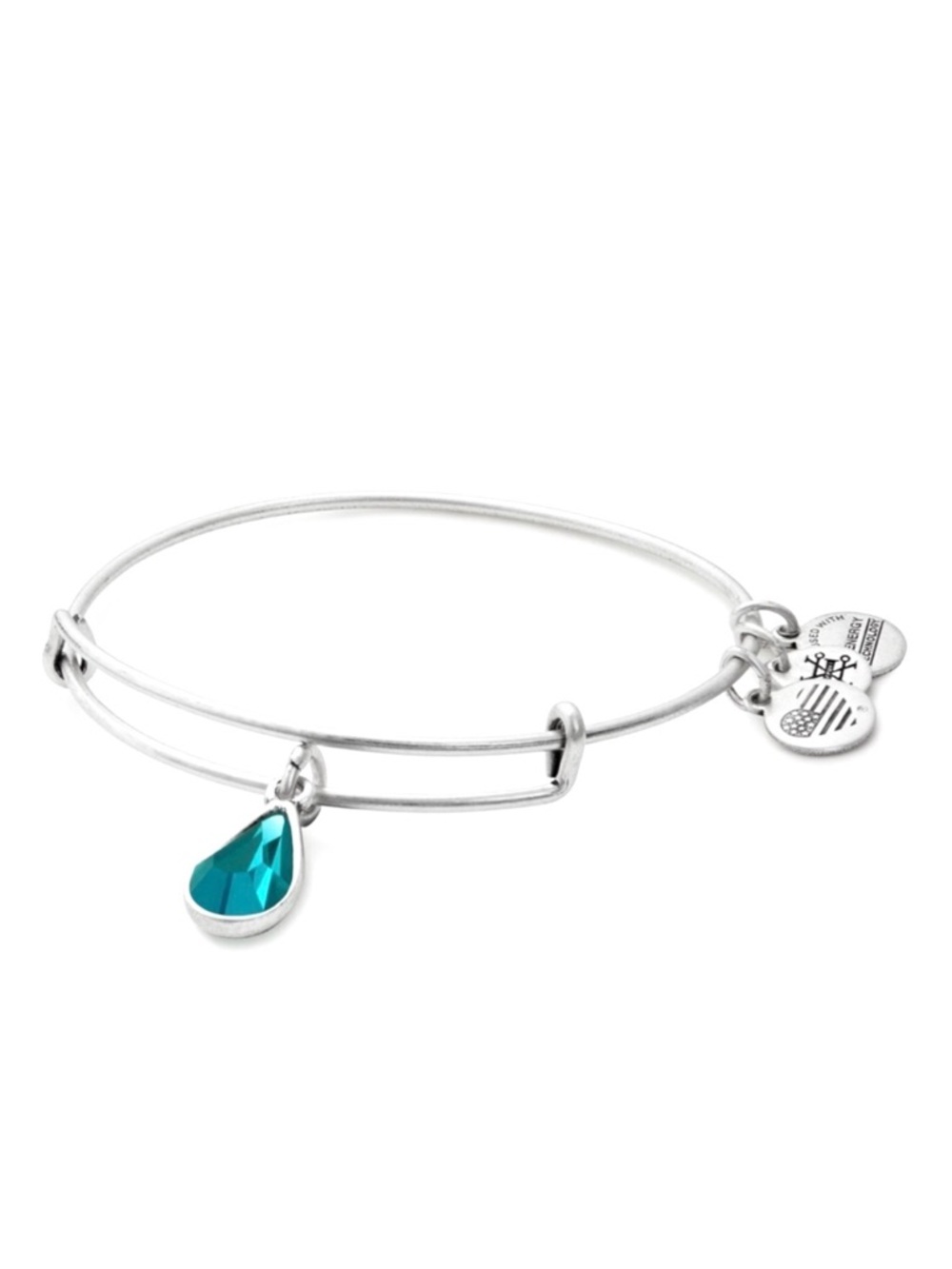 Alex And Ani December Blue Zircon Birthstone Teardrop Charm Bangle Brace…